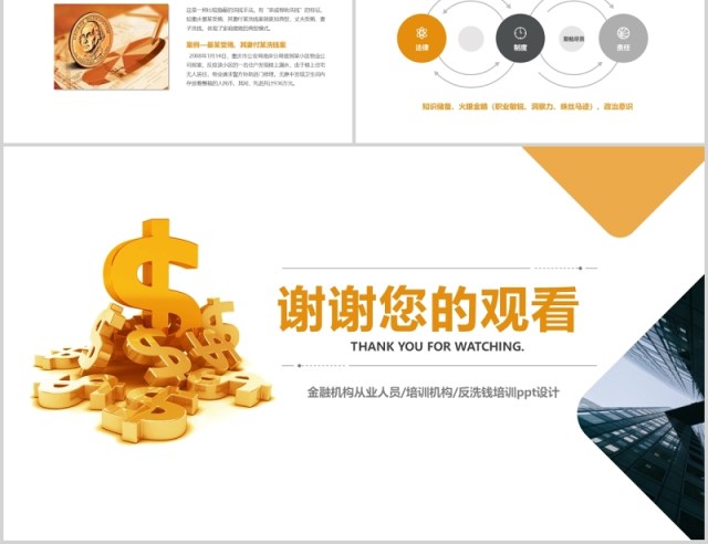 金色反洗钱基础知识培训ppt模板设计 金色反洗钱基础知识培训ppt模板设计