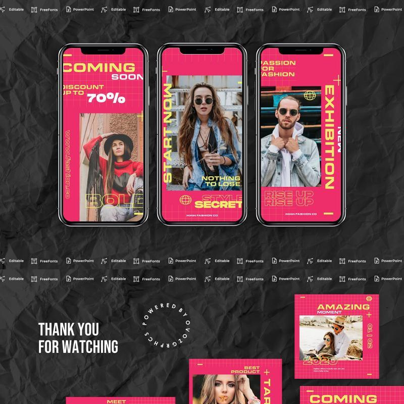 粉色手机竖版社交媒体杂志PPT版式模板Social Media PowerPoint Template