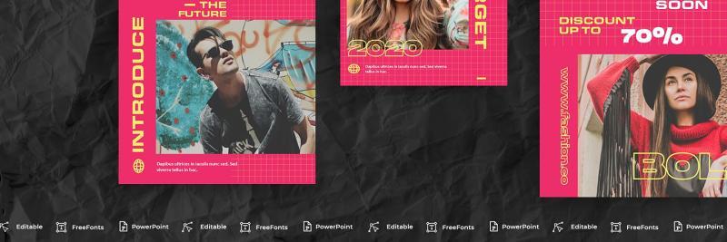粉色手机竖版社交媒体杂志PPT版式模板Social Media PowerPoint Template