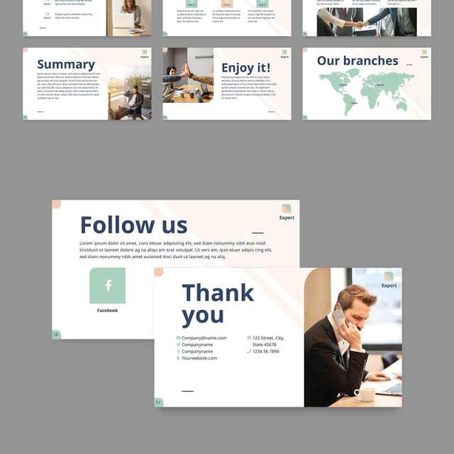 蓝色商业培训PPT模板不含照片Business Advisor PowerPoint Presentation Template