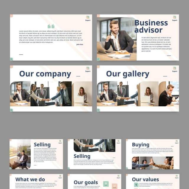 蓝色商业培训PPT模板不含照片Business Advisor PowerPoint Presentation Template