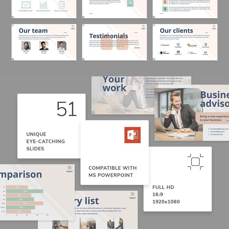 蓝色商业培训PPT模板不含照片Business Advisor PowerPoint Presentation Template