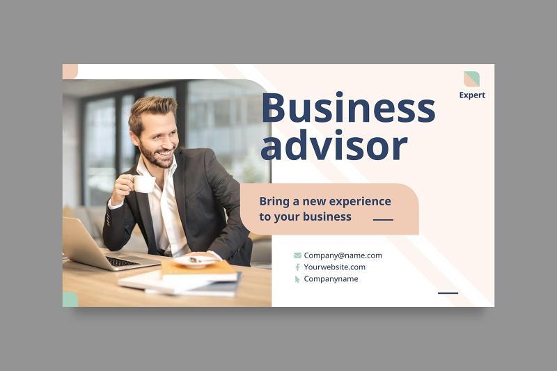 蓝色商业培训PPT模板不含照片Business Advisor PowerPoint Presentation Template