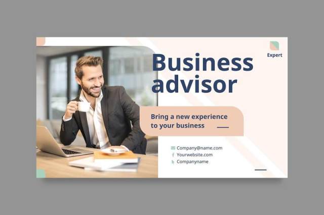 蓝色商业培训PPT模板不含照片Business Advisor PowerPoint Presentation Template