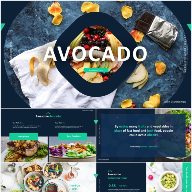 水果美食餐饮宣传展示PPT模板avocado powerpoint template