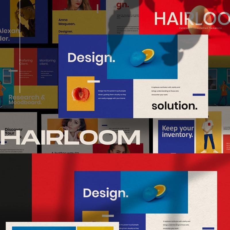 商业广告策划创意作品设计提案分析汇报PPT模板不含照片HAIRLOOM Powerpoint Business Creative