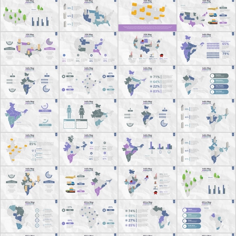 世界地图PPT模板信息可视化素材Map Presentation