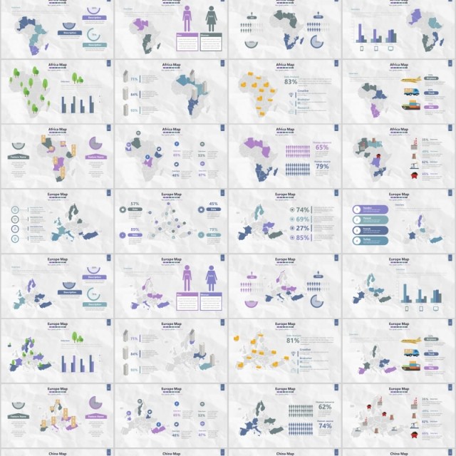 世界地图PPT模板信息可视化素材Map Presentation