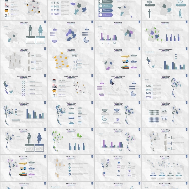 世界地图PPT模板信息可视化素材Map Presentation