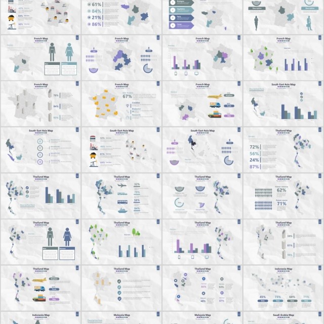 世界地图PPT模板信息可视化素材Map Presentation