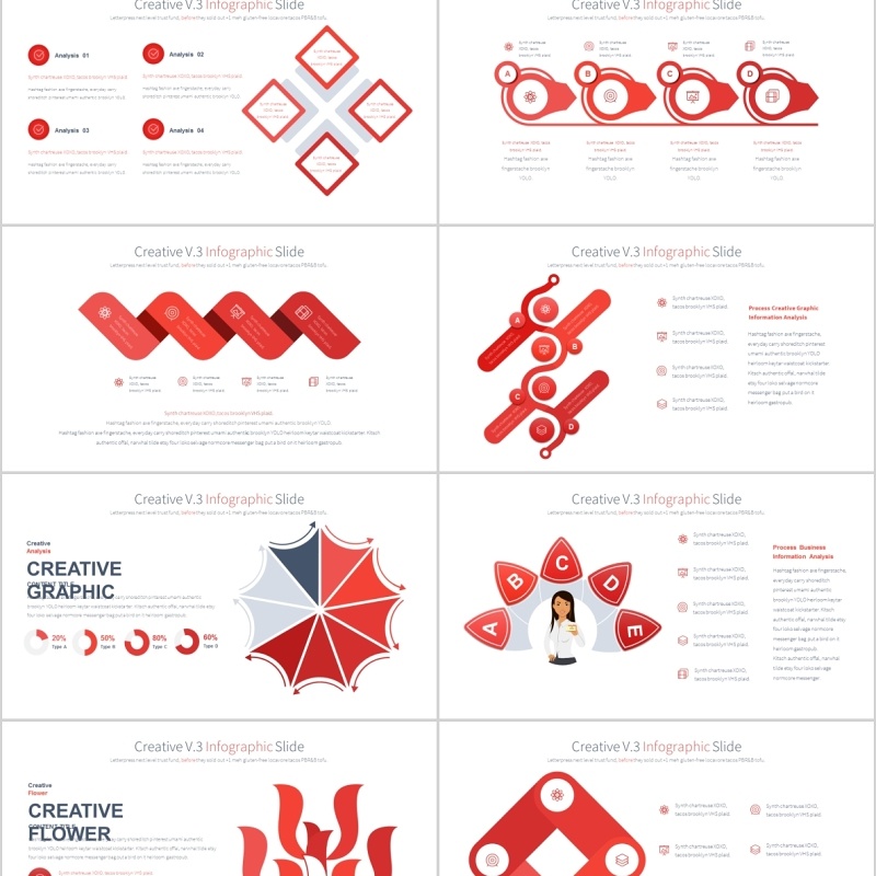 创意PPT信息图表幻灯片元素Creative V.3 PowerPoint Infographics Slides