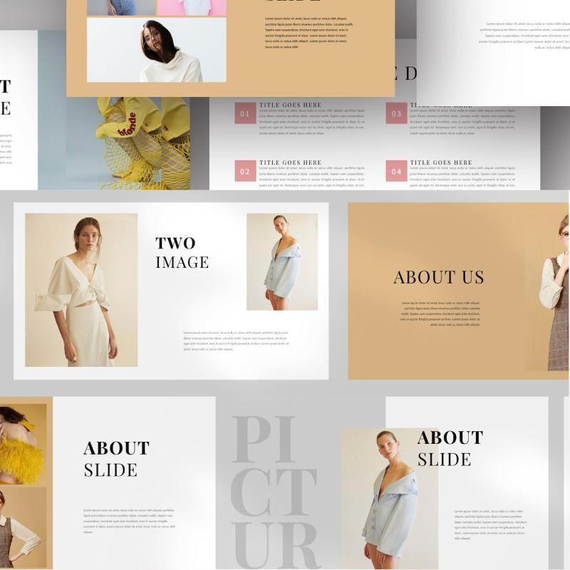 时尚服装画册宣传PPT模板版式设计Fashione Lookbook Powerpoint