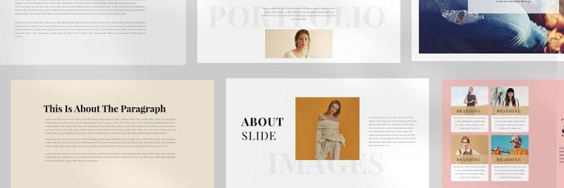 时尚服装画册宣传PPT模板版式设计Fashione Lookbook Powerpoint