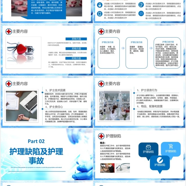 护理不良事件分析与隐患缺陷医疗医院PPT模板