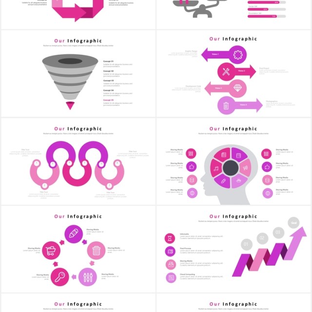 粉色渐变国外图片排版PPT信息图表模板powerpoint template