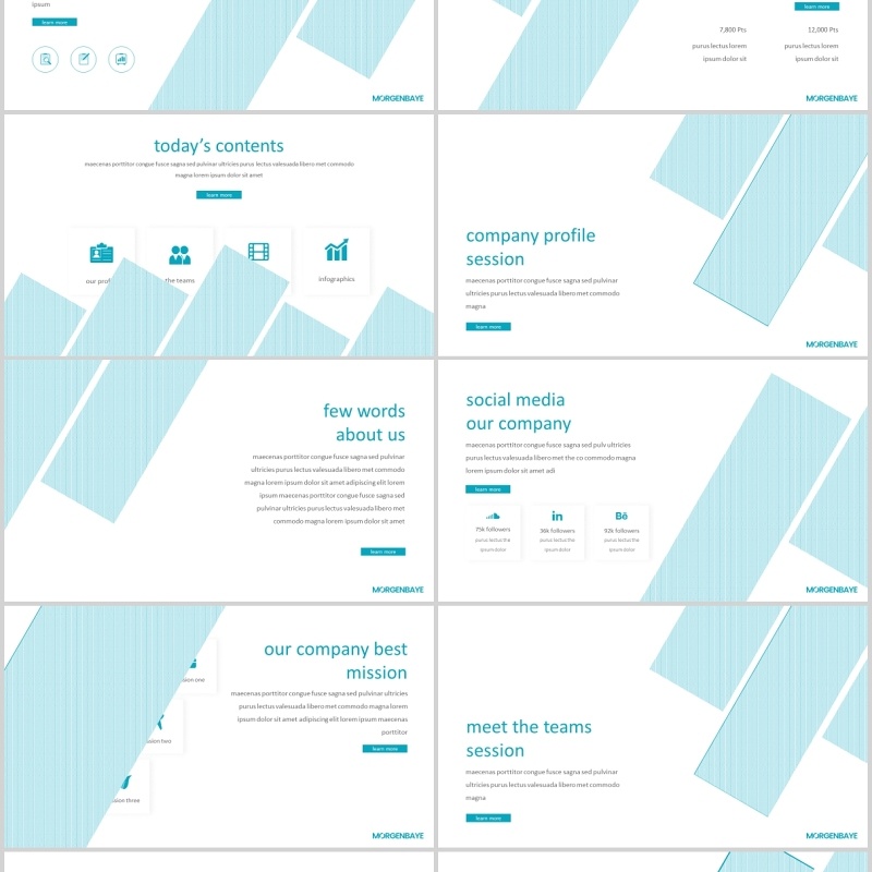 蓝色简约公司个人介绍PPT模板morgenbaye powerpoint template