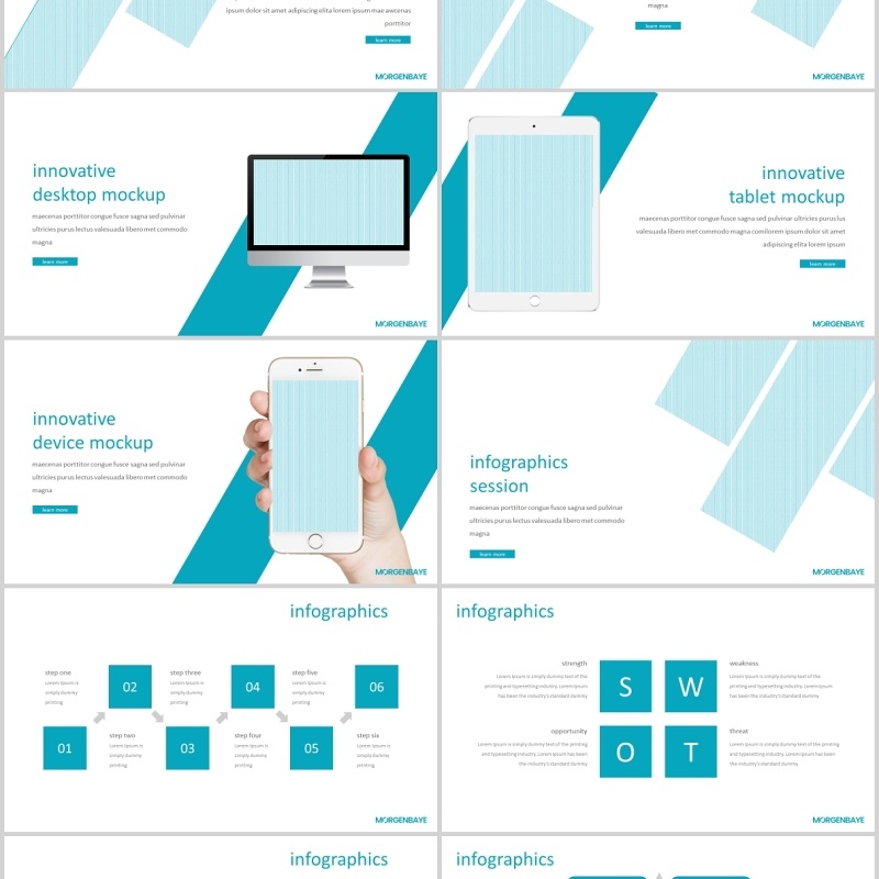 蓝色简约公司个人介绍PPT模板morgenbaye powerpoint template