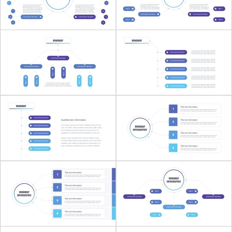 思维导图PPT模板信息可视化图表mindmap powerpoint template