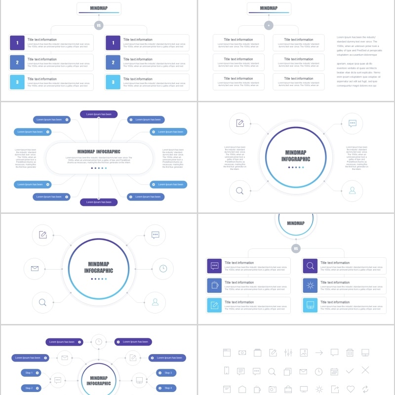 思维导图PPT模板信息可视化图表mindmap powerpoint template