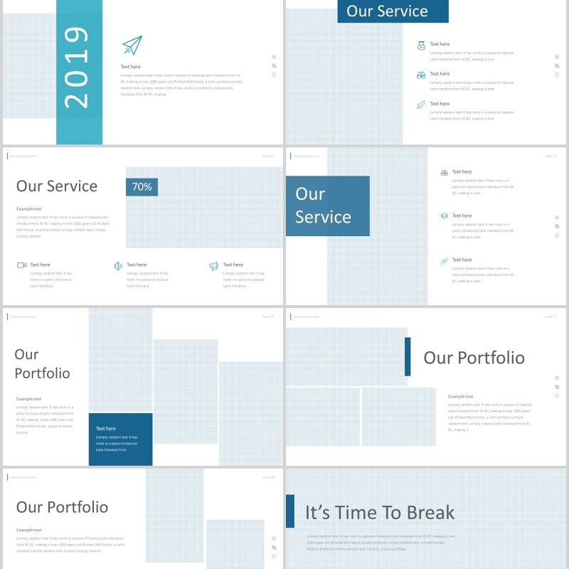 蓝色公司介绍PPT版式设计模板tobias powerpoint template