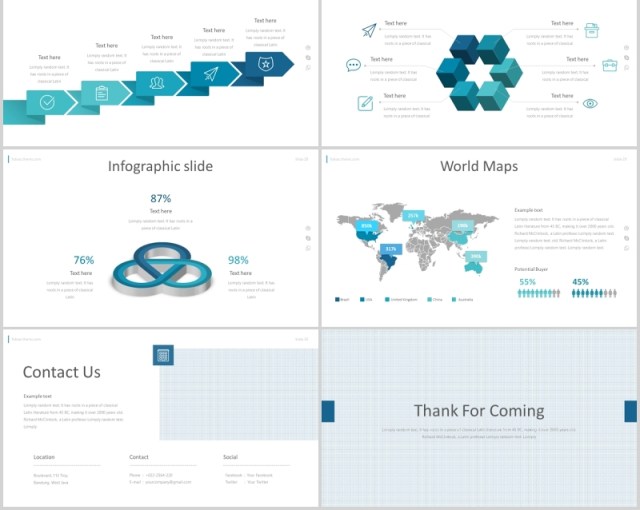 蓝色公司介绍PPT版式设计模板tobias powerpoint template