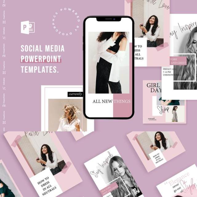 欧美风简洁手机竖版社交媒体PPT模板Social Media PowerPoint Template