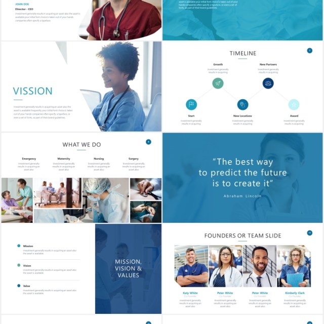 医疗医院信息图表PPT素材Healthcare Slides V4 Powerpoint Template