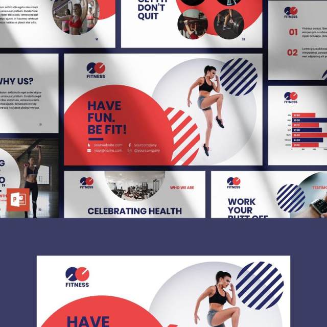 健身教练健美运动培训健身房宣传介绍PPT模板不含照片Fitness Trainer PowerPoint Presentation Template