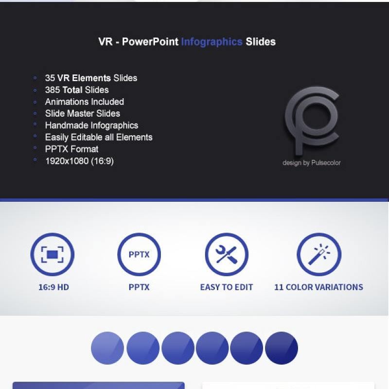 11套色系VR虚拟现实PPT信息图表幻灯片VR - PowerPoint Infographics Slides