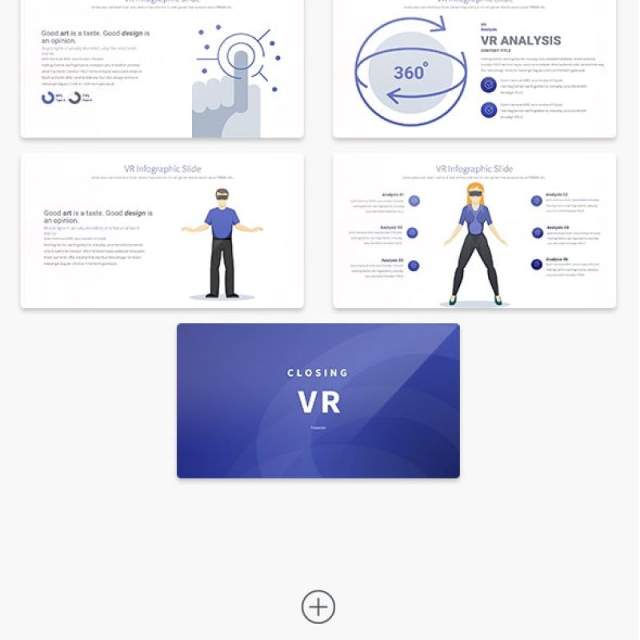 11套色系VR虚拟现实PPT信息图表幻灯片VR - PowerPoint Infographics Slides