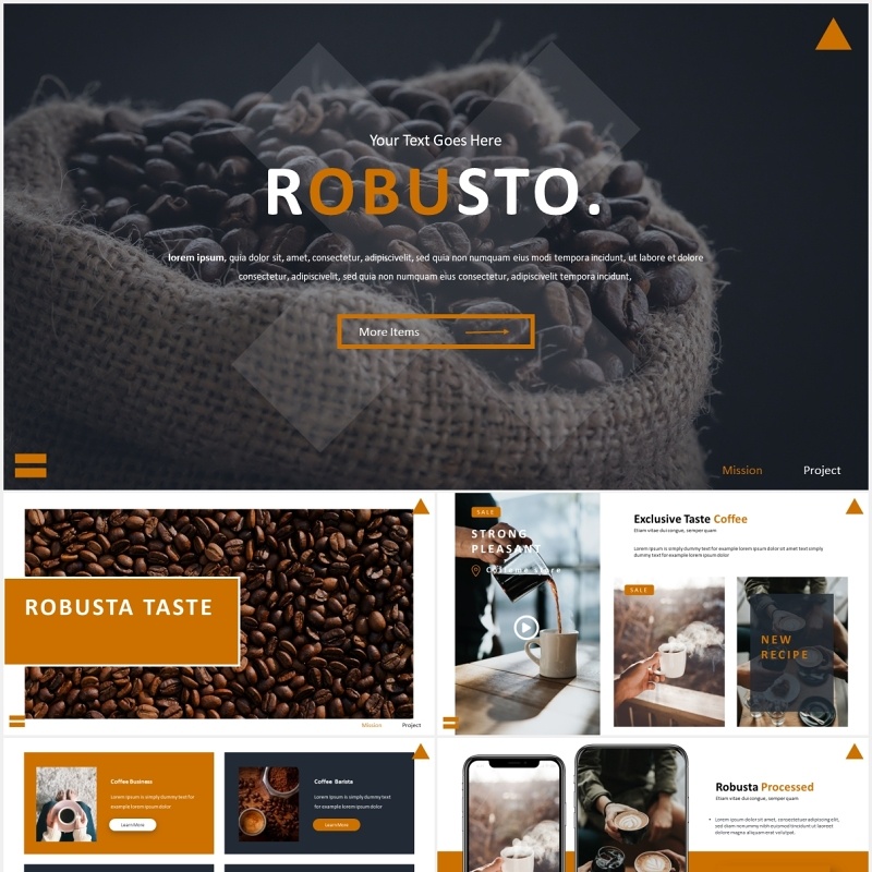 国外咖啡豆宣传介绍PPT模板Robusto Powerpoint Template