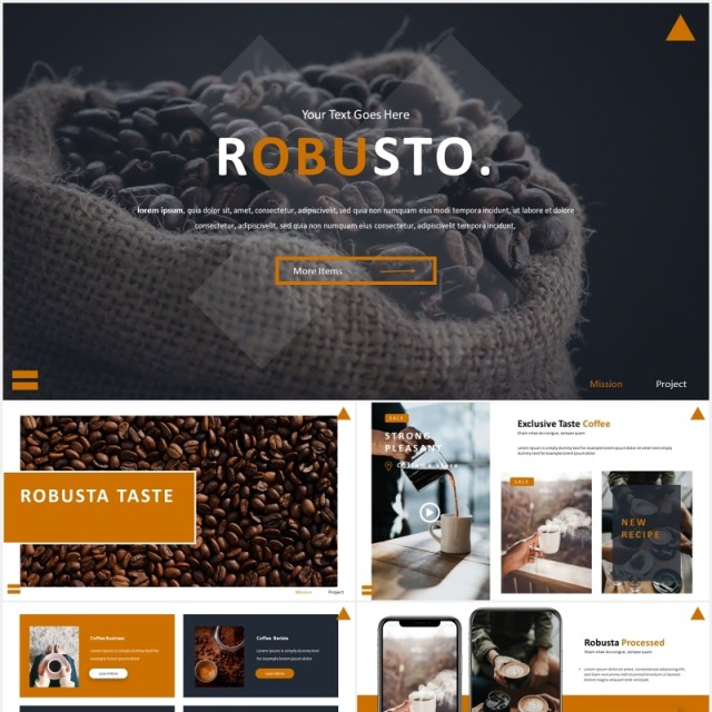 国外咖啡豆宣传介绍PPT模板Robusto Powerpoint Template 国外咖啡豆宣传介绍PPT模板Robusto Powerpoint Template