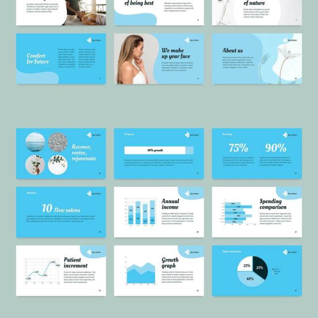 Spa沙龙美容养生宣传介绍PPT模板不含照片Spa Salon PowerPoint Presentation Template