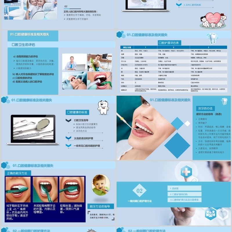 简约口腔护理保健医疗健康教育PPT模板