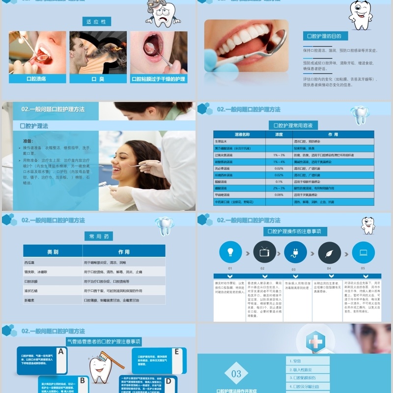 简约口腔护理保健医疗健康教育PPT模板