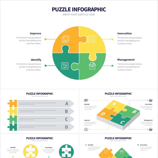 创意拼图信息图表PPT素材Puzzle Slides Powerpoint Template