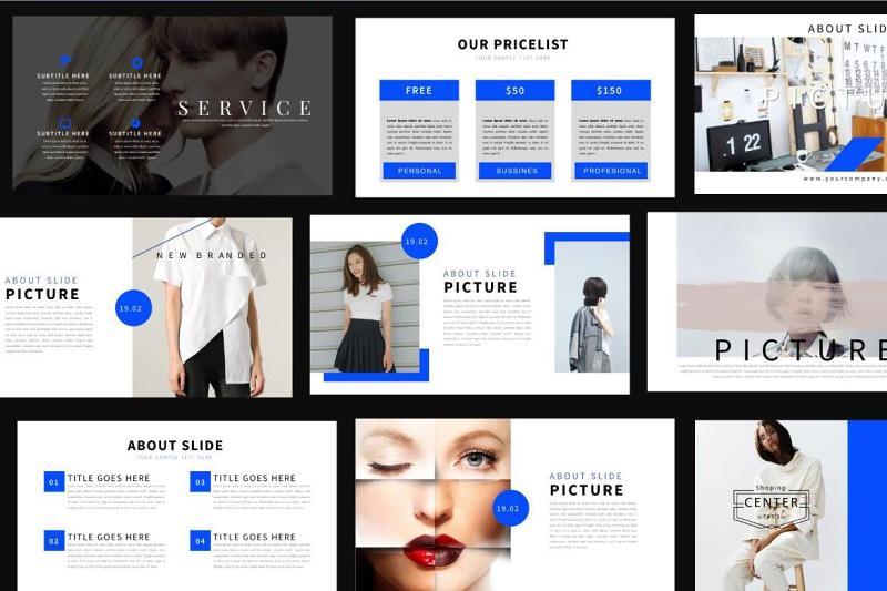 时尚造型师大气PPT模板版式设计Fashioned Stylist Powerpoint