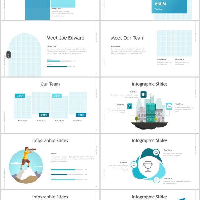 蓝色渐变公司产品介绍PPT信息图表模板dent powerpoint template