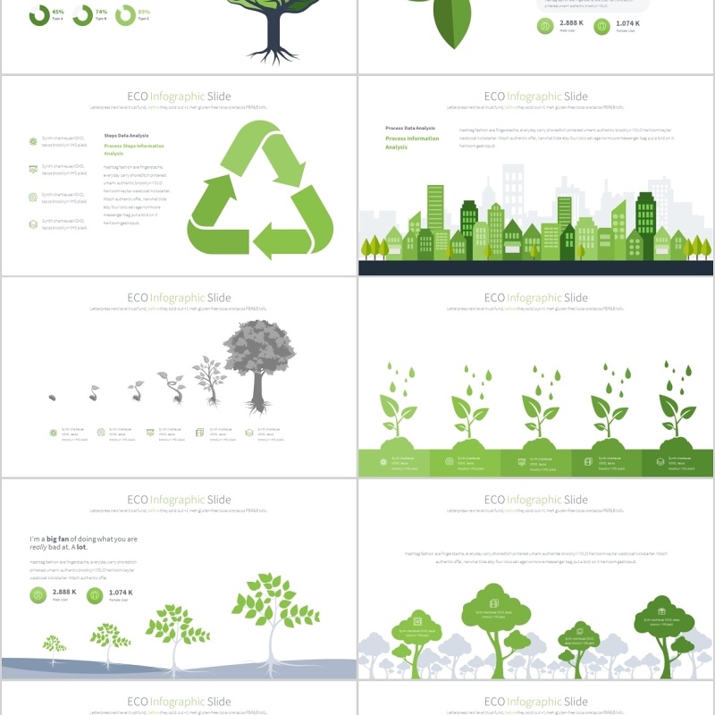 生态环保PPT信息图表幻灯片 ECO PowerPoint Infographics Slides