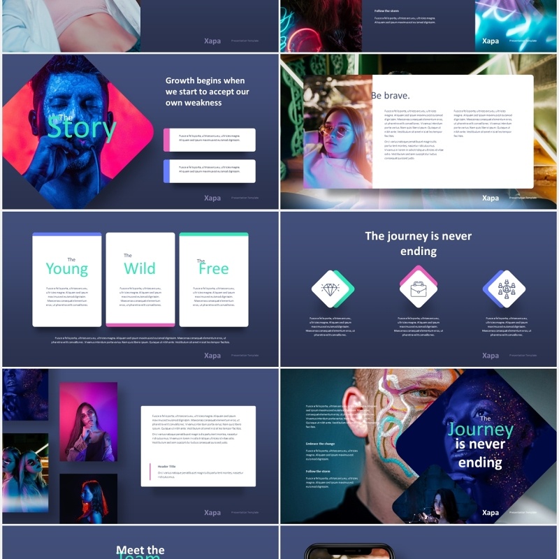 时尚现代模特作品宣传展示PPT模板xapa modern powerpoint template