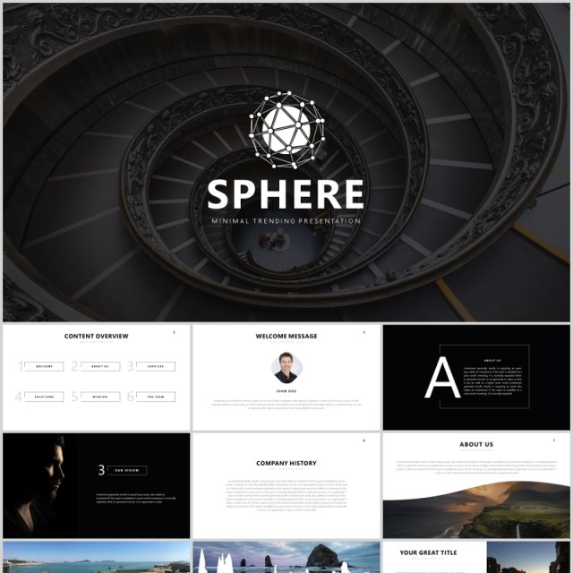 简约企业年度报告公司介绍PPT模板SPHERE