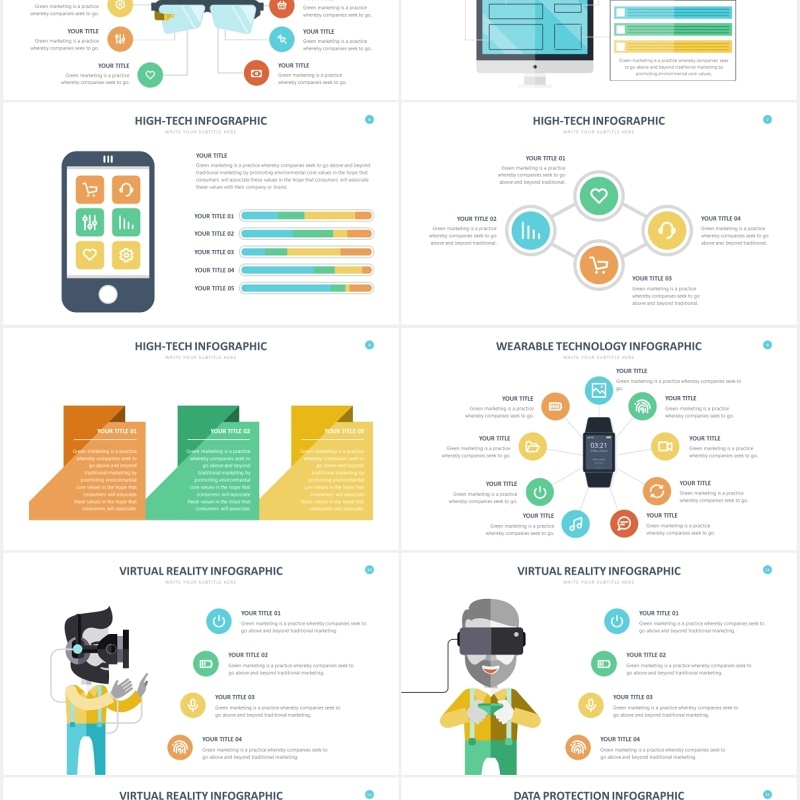 科技研发用户体验虚拟技术PPT可视化信息图表素材Technology Infographics Powerpoint Template
