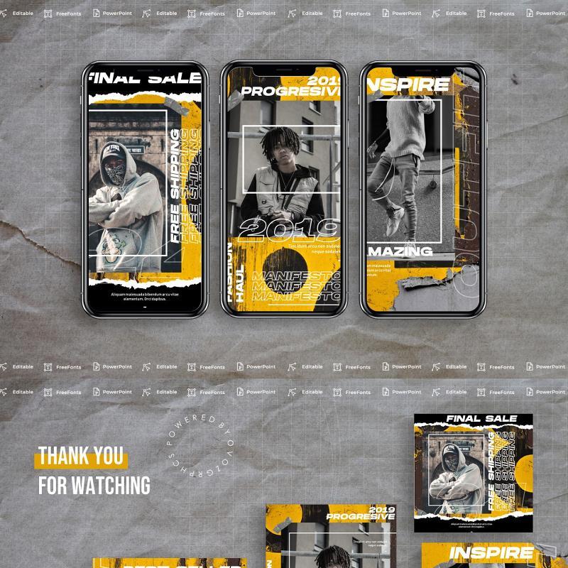 黄色简约手机竖版社交媒体PPT模板Social Media PowerPoint Template