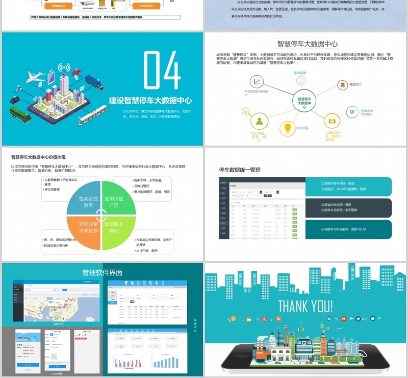 蓝色物联网智慧停车解决方案PPT模板