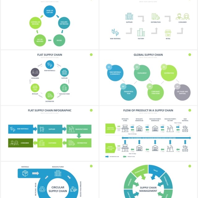 产业供应链流程环节信息图表PPT素材Supply Chain Slides Powerpoint Template