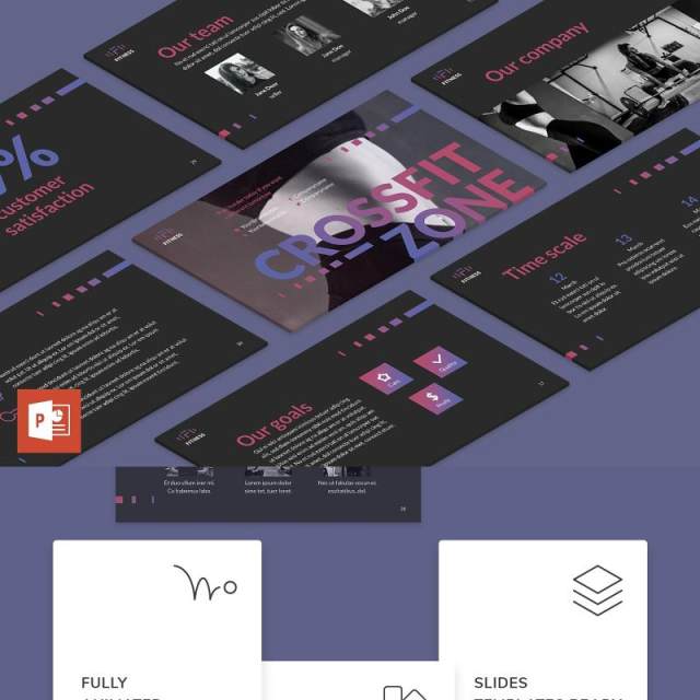 健身工作室健身房运动项目介绍宣传PPT模板不含照片Fitness Studio PowerPoint Presentation Template