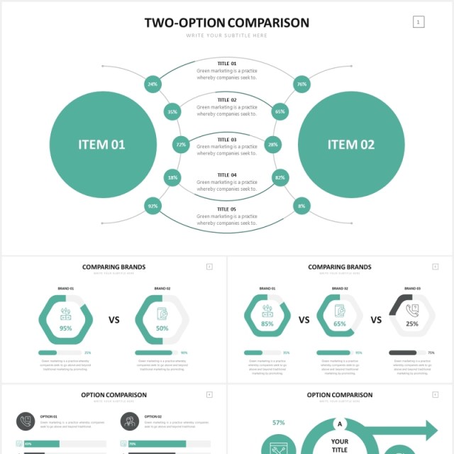 对比关系比较数据信息图表PPT素材Comparison Slides Powerpiont Template