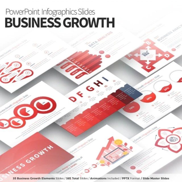 11套色系商业业务增长PPT信息图表幻灯片演示Business Growth - PowerPoint Infographics Slides