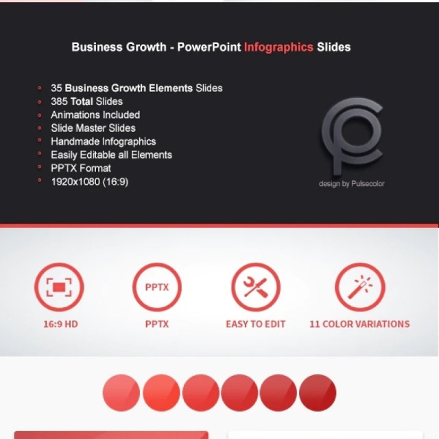 11套色系商业业务增长PPT信息图表幻灯片演示Business Growth - PowerPoint Infographics Slides