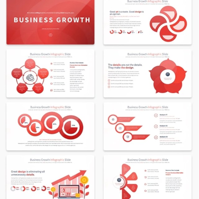 11套色系商业业务增长PPT信息图表幻灯片演示Business Growth - PowerPoint Infographics Slides